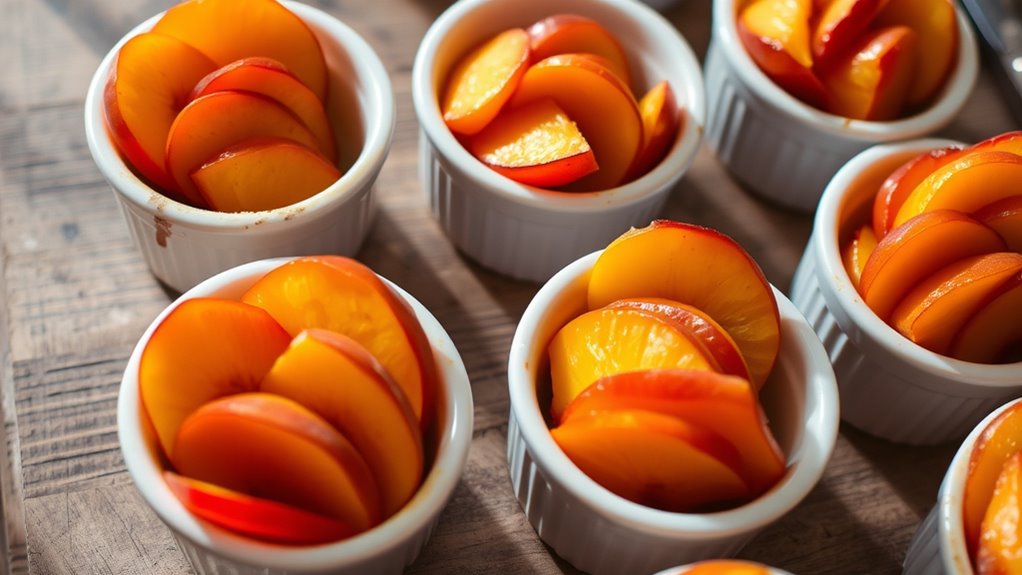 caramelized peaches arranged chilled