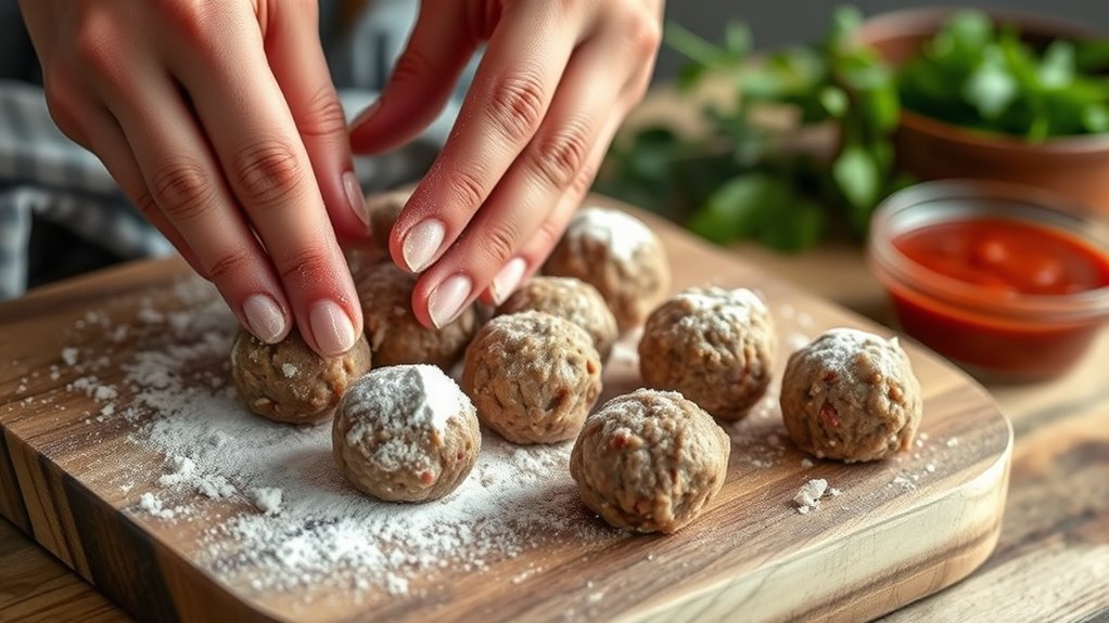 carefully shape flavorful meatballs