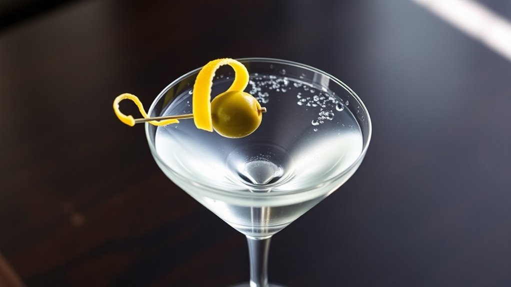 chilled glass twist olives