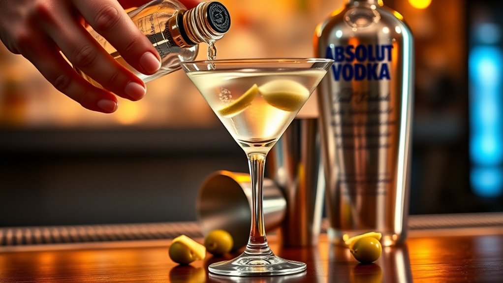 chilled stirred absolut martini