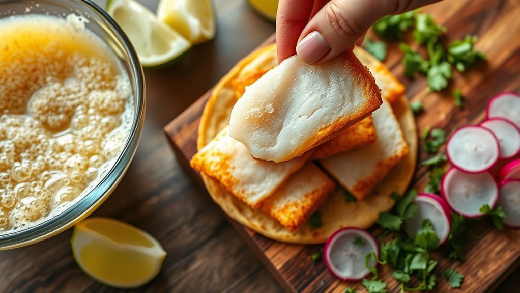 crispy spiced beer battered coating