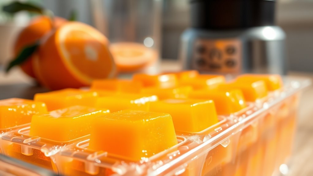 freeze fresh orange juice cubes