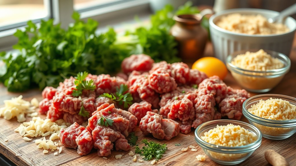 gather ingredients for meatballs