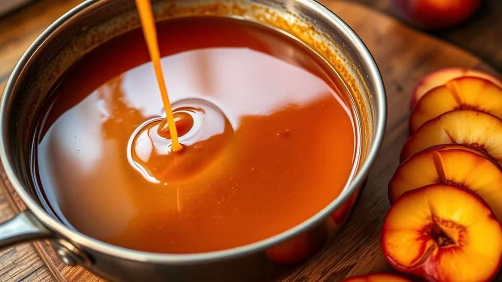 glossy caramel peach topping