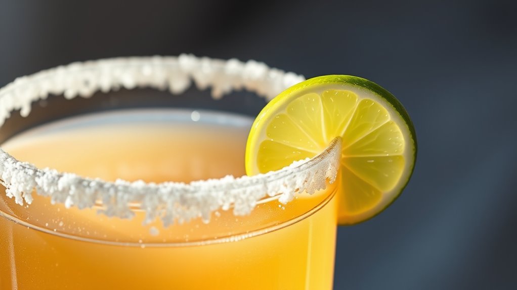 lime rimmed glass with sugar