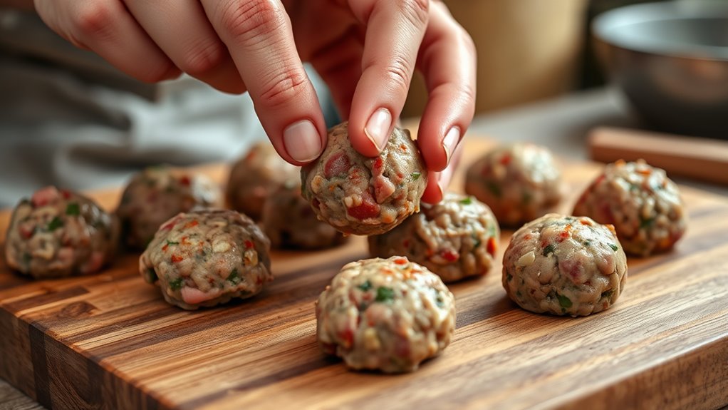 perfectly shaped meatballs formed