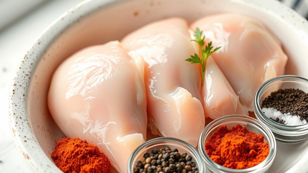 seasoned poached chicken breasts