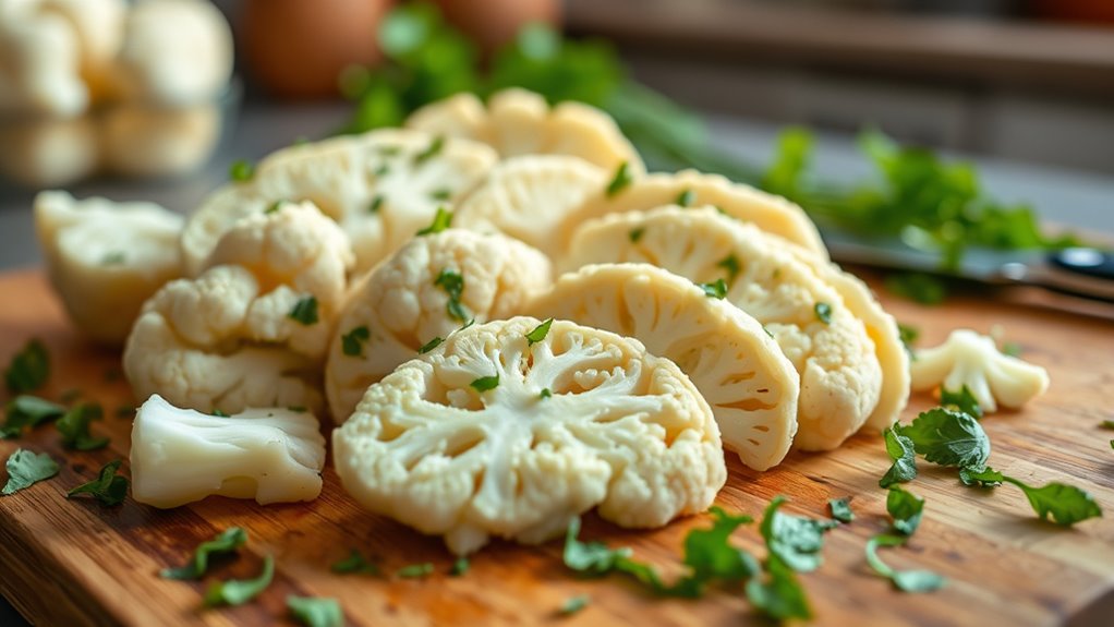 slice thick cauliflower steaks