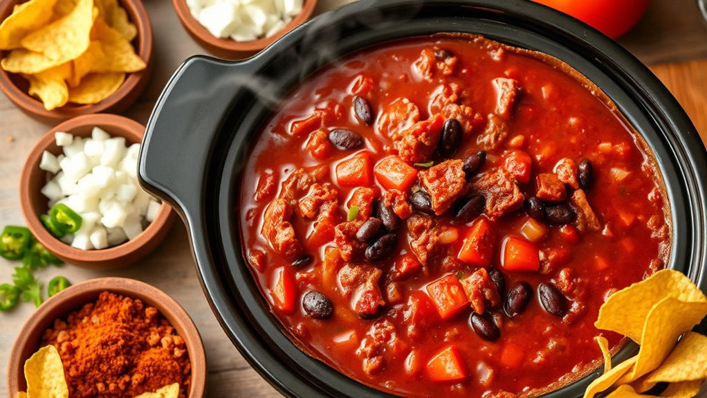 slow cooked spicy two alarm chili