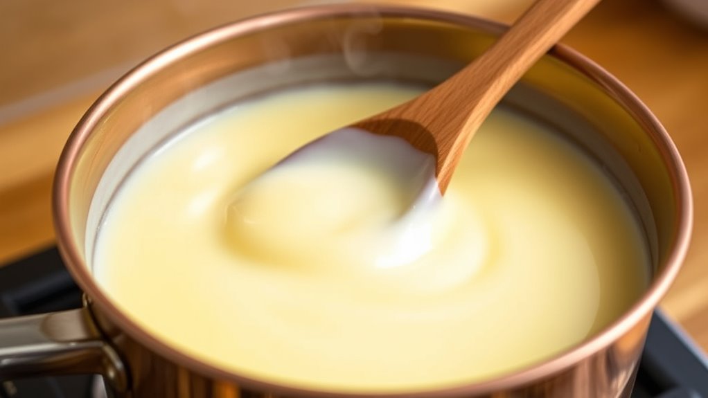 slowly temper eggs into custard