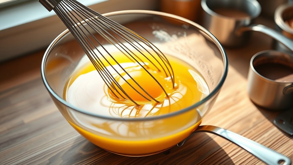 temper yolks with hot cream