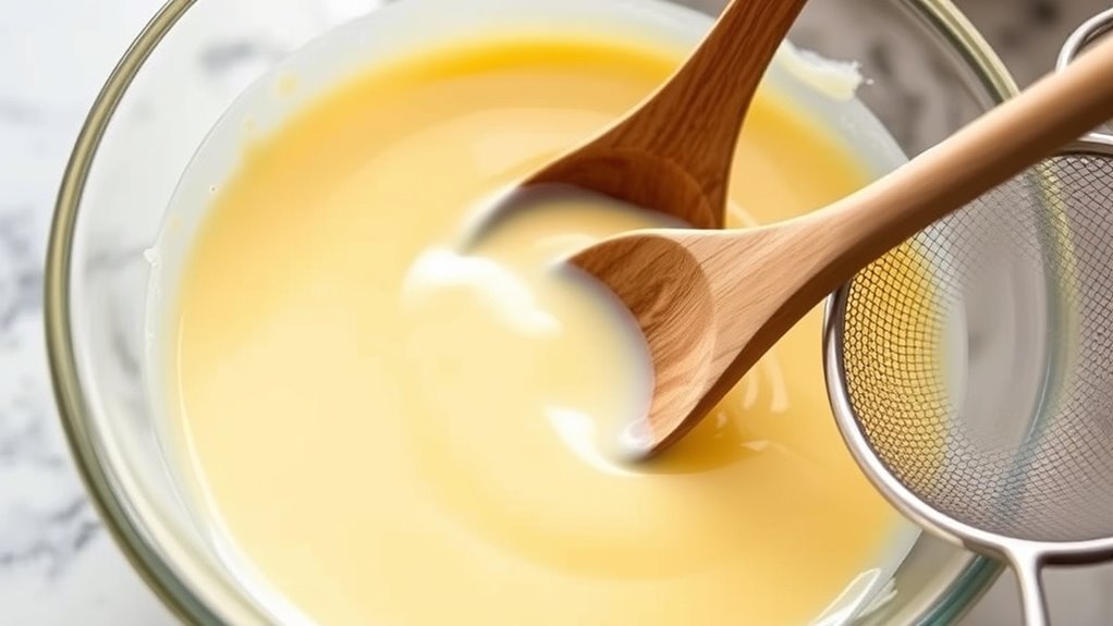whisk strain pour water bath